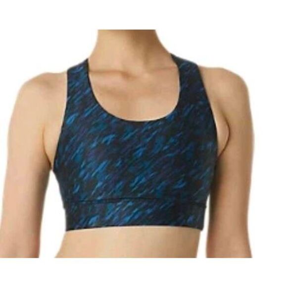 Asics Women's Black & Blue Poly/Spandex Athletic Sports Bra NEW NWT - Picture 1 of 9
